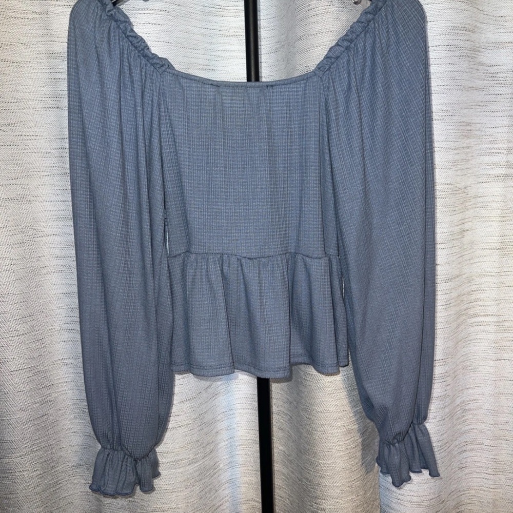 Women's Altar'd State Blue Smocked Blouse Long Sleeved - Picture 5 of 5